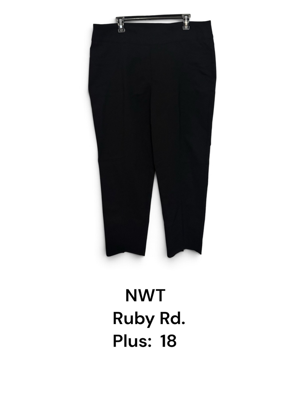 NWT  Ruby Rd.  Black Stretch Knit Pants Plus Size: 18   #C